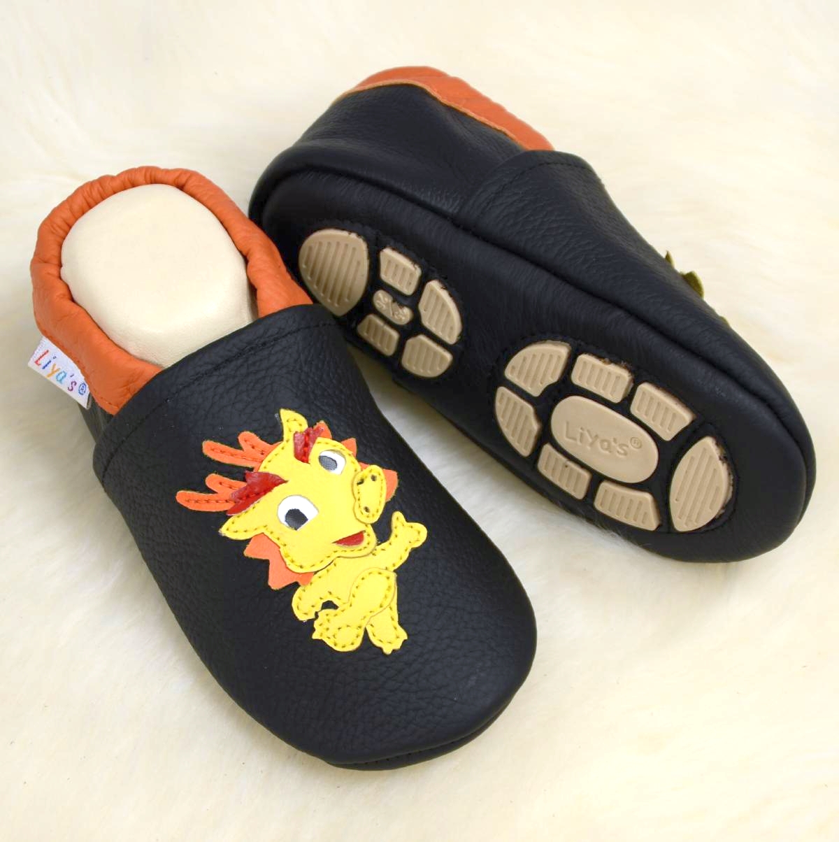 Liyas Süße Krabbelschuhe Aus Leder - Hausschuhe Mit Schnecken-Motiv In Blau